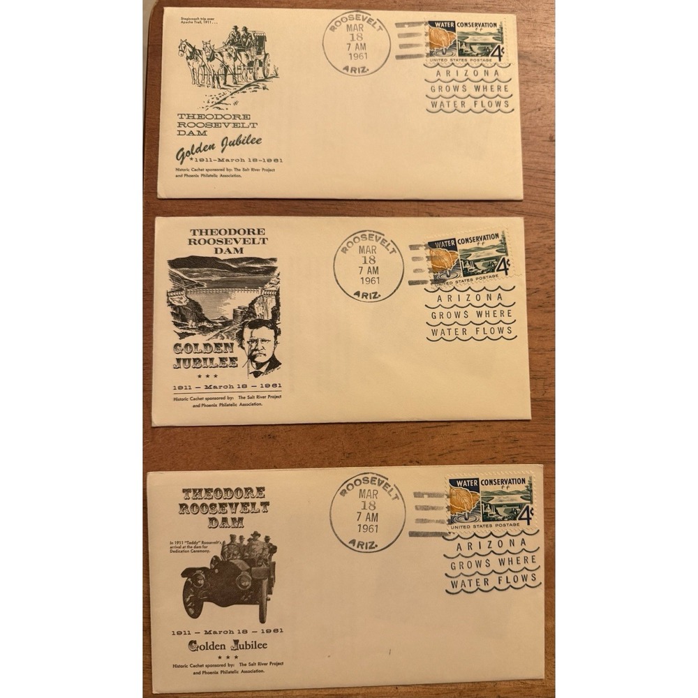 AOP USA 1961 Theodore Roosevelt Dam‎ Golden Jubilee covers (3)